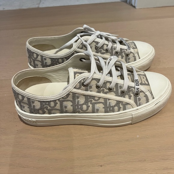 Dior Walk'n'Dior Sneaker Stone Gray Dior Oblique Embroidered Cotton size 37.5 - Picture 2 of 6